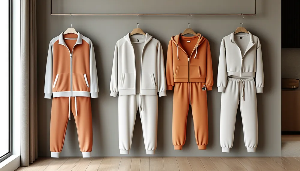 Loungewear and activewear pieces side by side